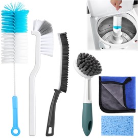 Palksky Washer Cleaner Brush Set, Top Agitator Washer Machine Accessories with 1PCS Cleaning Sponge, Crevice Brusher & Clean Cloth, 3PCS Stiff Brushes for Tight Spaces
