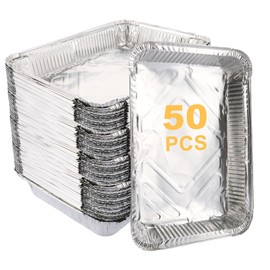 MUXHEL 50 Pcs 9 x 13 Aluminum Pans, Aluminum Foil Pans, Disposable Foil Trays for Baking, Cooking, Freezing and Storing Food