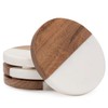Thirstystone 4 Pack Natural Marble & Acacia Wood Round Coasters