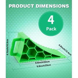 Wheel Chocks 4 Pack, RV Chocks with Handles for RV Trailer Camper Car Truck, Wheel Block Stopper for Tire, Strong RV Wheel Chocks Hexagonal Honeycomb Structure, RV Trailer Accessories, Green