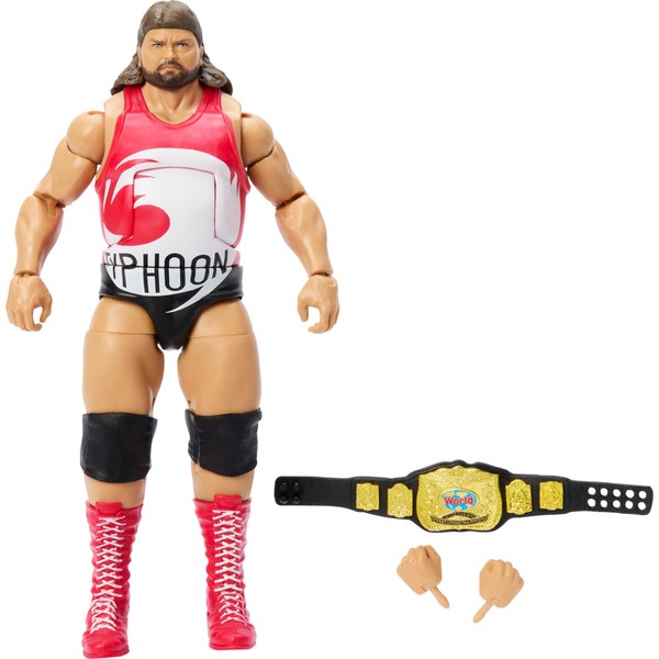 WWE Elite Action Figure & Accessories, 6-inch Collectible Typhoon with 25 Articulation Points, Life-Like Look & Swappable Hands, HVY89