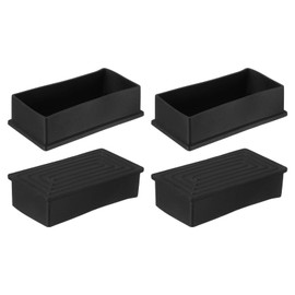 sourcing map Rubber Furniture Leg Caps, 4Pcs 50x100mm Rectangle Chair Leg Tips Caps with Edges, Furniture Foot End Cap Cover Floor Protector for Table, Chair, Machinery Equipment Feet, Black