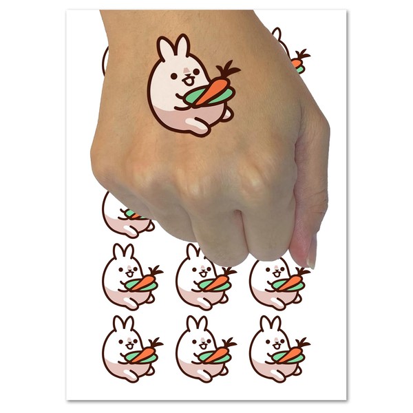 Cute Kawaii Bunny Rabbit Eating a Carrot for Lunch Temporary