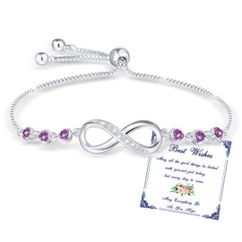 Esmoly Infinity Tennis Bracelets for Women with 5A Zirconia Heart Birthstone Adjustable Birthday Gifts for Women Girls (06)