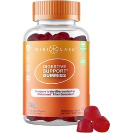GeriCare Gomitas prebióticas para el apoyo digestivo – Sabor a frutos rojos, 72 unidades, fibra vegetal para la salud intestinal y la regularidad intestinal, sin OMG, sin gluten, veganas, ricas en fib