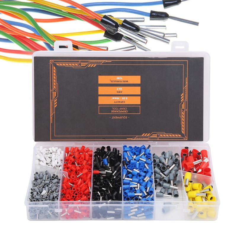 1200Pcs Wire Ferrules Crimping Cold Pressed Terminal Electrical Industrial Accessories