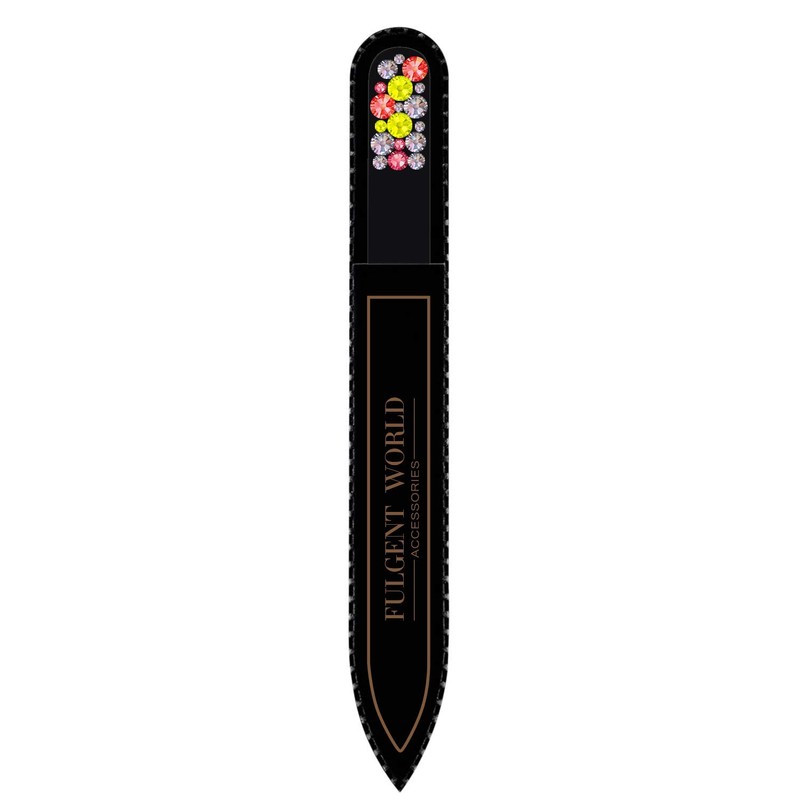 Black Glass Nail File Decorated Bohemians Crystals Collection#26 - Original