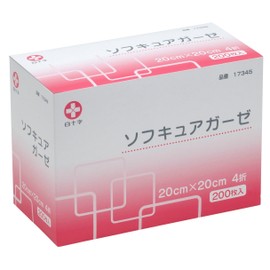 White Cross Non-Woven Gauze, Soft Cure Gauze, 7.9 x 7.9 inches (20 x 20 cm), 4 Folds, 200 Sheets, General Medical Equipment