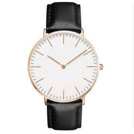 Women's Watches Leather Band Slim Watch Women Dress Fashion Classic Timeless Simple Design Analogue Quartz Wrist Watch, Black and White, Strap.