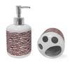 Ambesonne Mushroom Soap Dispenser & Toothbrush Holder Set, Toadstool Mushrooms