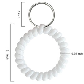 TENOC Spiral Coil Keychain 3 Pcs, Anti-lost Key Chain Holder Lanyard Cord, White