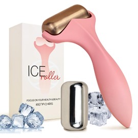 Rena Chris Ice Roller for Face & Body - 2 Stainless Steel Roller-Heads for Extended Cooling, Ice Face Roller for Clear Skin and Puffiness Relief - Face Massage Skin Care Roller