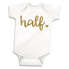 Bump and Beyond Designs Half Birthday Outfit Baby Girl 6 Month Photo Outfit Girl (3-6 Months) White