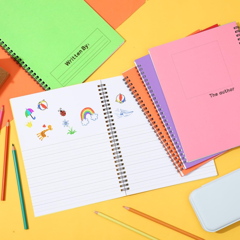 Henoyso 10 Pcs Primary Composition Notebook K-2 Bulk Spiral Primary