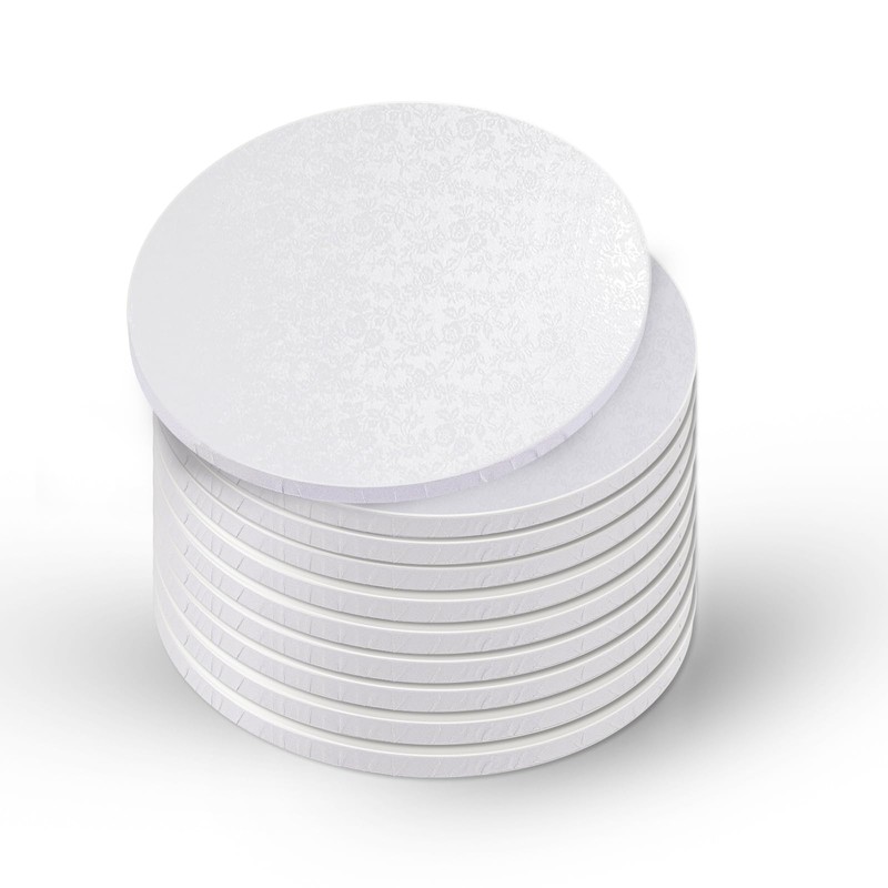 Bekoetoz 10-Pack Round White Cake Drum Board 10 Inch Sturdy