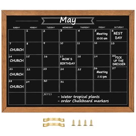Umtiti Calendar Chalkboard, 13" * 17", Magnetic Surface Rustic Brown Solid Pine Wood Frame Chalk Board for Planning/School Timetable/Memo, Hanging Board for Office, School and Home(YLHB-QZ-3343)
