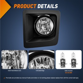 Nilight Fog Lights Assembly Compatible with 2014 2015 GMC Sierra 1500 Left Driver and Right Passenger Side Clear Lens w/H3 12V 20W Halogen Bulbs