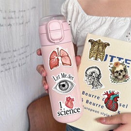 50Pcs Vintage Anatomy Stickers for Students Human Body Organ Waterproof Vinyl Decals for Water Bottles Bicycle Laptop Refrigerator Luggage Computer Mobile Phone Skateboard Bike Decor (Organ)