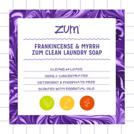 Indigo Wild Zum Clean Laundry Soap - Plant-Based Liquid Laundry Soap - Contains Baking Soda, Essential Oils & Saponified Coconut Oil - Frankincense & Myrrh Scent - 64 fl oz