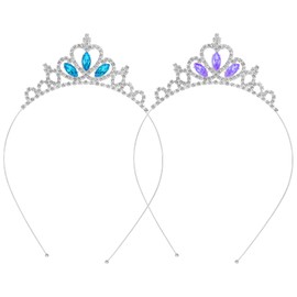 Abeillo Pack of 2 Girls Rhinestone Crown, Princess Tiara Crown, Women's Heart Shape Girls Crystal Tiara, Rhinestone Wedding Crown, Bridal Headband for Women, Girls, Jewellery, Birthday, Wedding,