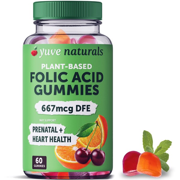 Yuve Prenatal Gummies for Women – Folic Acid 667 mcg DFE – Pregnancy Vitamins Gummies – Hormonal Support & Folate Acid – Vegan & Natural – 60 ct