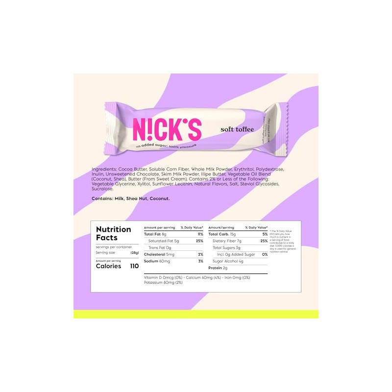 NICKS Soft Toffee Chocolate Bar with Caramel Without Added Sugar,110