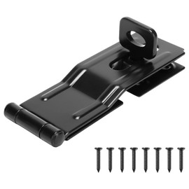 HILLMASTER Swivel Staple Safety Hasps, 4-1/2" Gate Door Hasp Latch with Twist Knob Safety Padlock Clasp Lock for Fence, Gate, Cabinet, Barn Door, Shed, Black