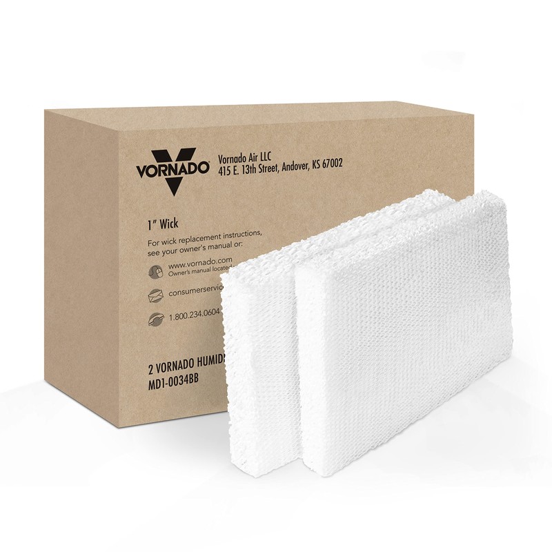 Vornado MD1-0034 Replacement Humidifier Wick (2-Pack), 1-Inch Thick, Replace at