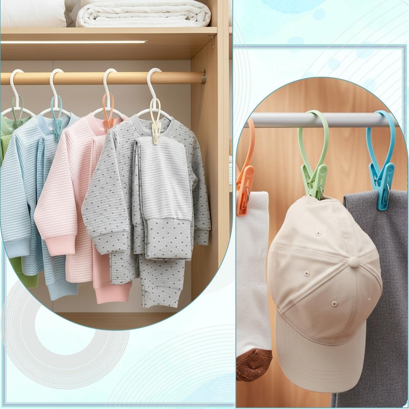 120 Pack Multi-Purpose Laundry Hanging Clips with Plastic Rope, Heavy