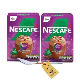 Instant Coffee Bundle Which Includes: 2x Nescafe Mocha Quality Street Green Triangle (7 instant coffee sachets each) Bundled With 1x Donny & Dev Stainless Little Spoon (Coffee Spoon)