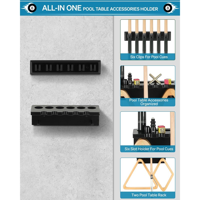 EXTCCT Pool Cue Rack Stick Holder - Wall Mount Billiards