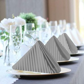 Camp County Beyond Cloth Napkins,Dinner Napkins 14" X 14" Inch Cotton Soft Luxury for Dinning Table Decor Pack of 6, Use in Parties,Wedding,Durable Kitchen Napkins-Light Grey Stripe
