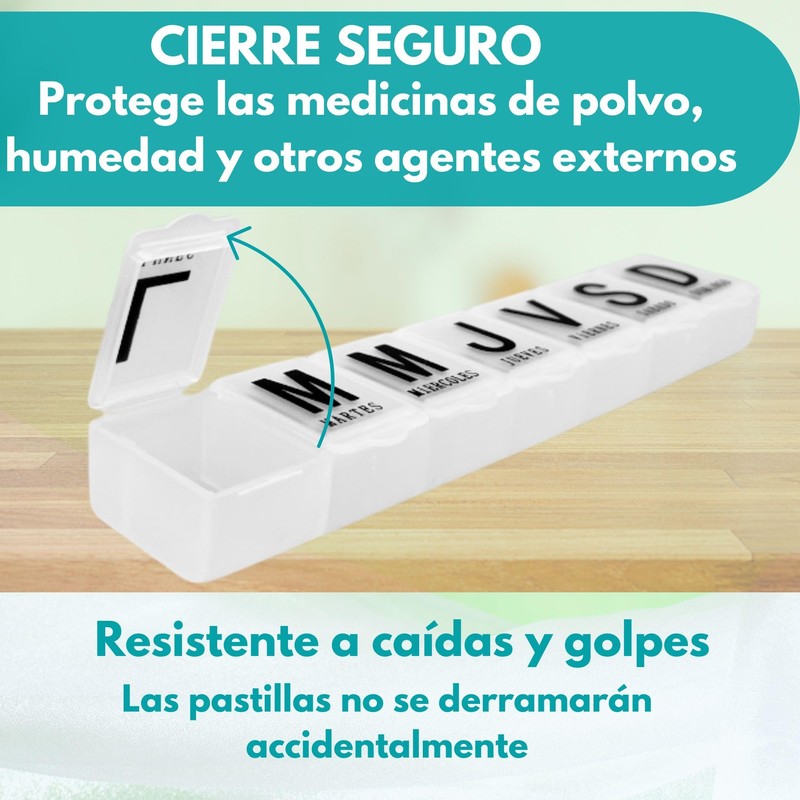 Travel Pill Box + 1 Weekly Pill Box in Spanish
