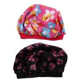 Beavorty 2pcs Children's Printed Wide- Brimmed Elastic Caps Reusable Bath Hat Bath Cap Swim Cap Silk Sleep Bonnet Silk Bonnet Shower Cap Bathing Cap Satin
