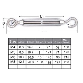 Medifier Turnbuckle Hook and Eye M5 10pcs Wire Tensioner Tightener Stainless Steel for Cable Wire Cable Tightener
