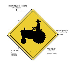 Tractor Traffic Farm Crossing Traffic Aluminum Xing Sign 12 x 12 Inch