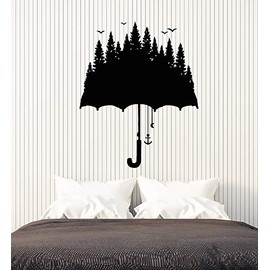 Vinyl Wall Decal Umbrella Forest Fir Trees Nature Living Room Stickers Mural Large Decor (g4114) Black