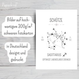Papierkind Poster Zodiac Sign Sagittarius Sagittarius Picture Sagittarius Wall Decoration Gift DIN A4 without Frame (B130-1)