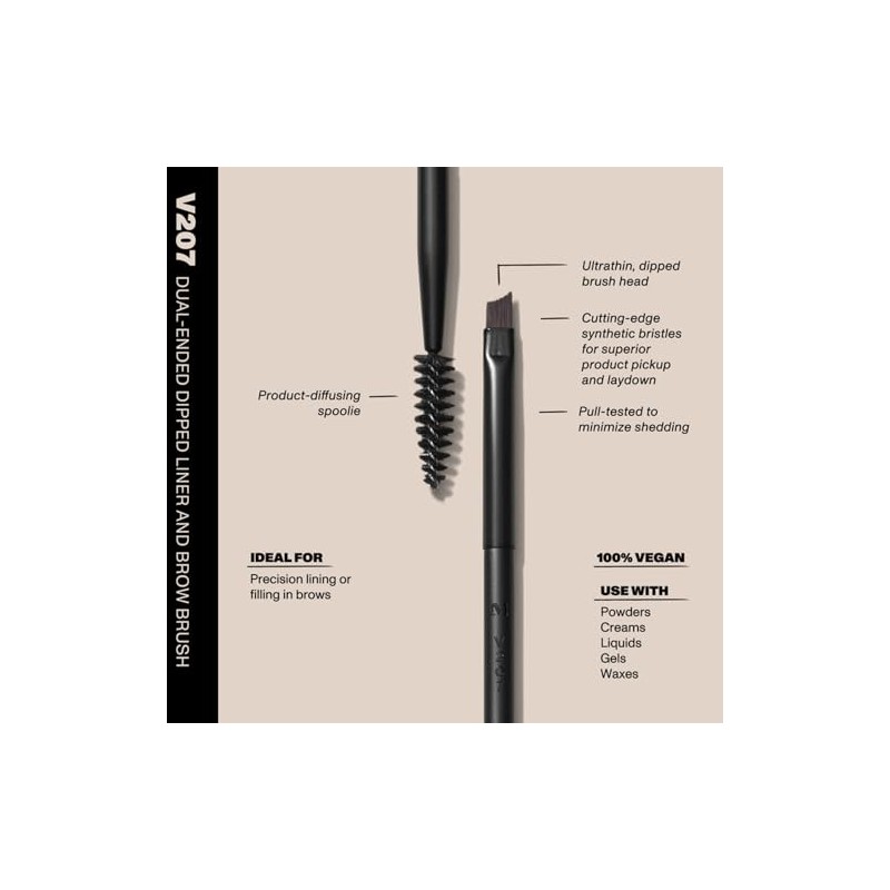 Morphe V207 Dual-Ended Dipped Brow & Thin Eyeliner Brush -