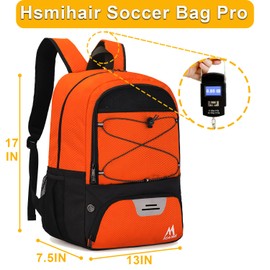 Hsmihair Soccer Bag-Soccer Backpack&Backpack for & Football Volleyball & Basketball,with Ball Compartment and Separate Cleat