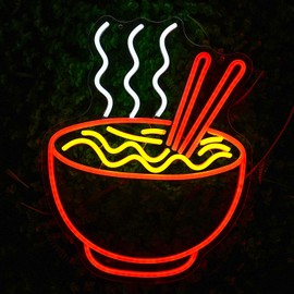 LULANMP Ramen Neon Sign for Wall Decor Noodle LED Neon Lights Dimmable Food Noodle Light Up Signs LED Neon Signs for Japanese Resturant Home Bar Kitchen Room Cafe Decorction(16.5"*12.9")