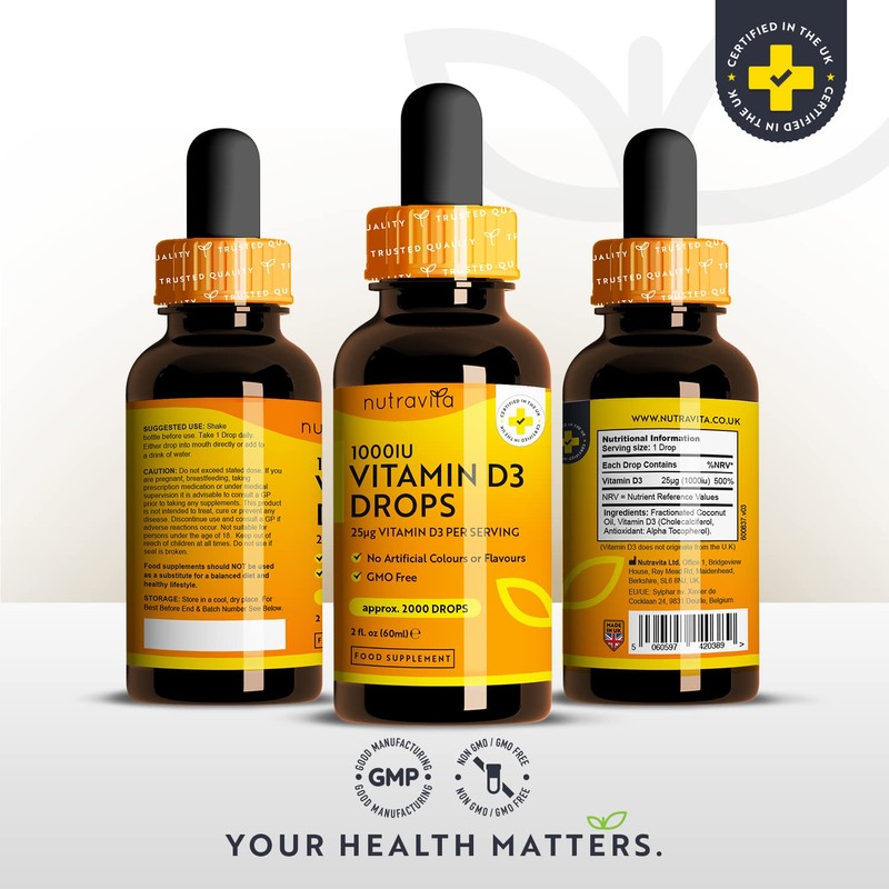 Vitamin D3 Drops 60ml (2000 Drops) – Vitamin D 1000IU