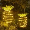 U-Vathing 2Pack 24LEDS Outdoor Solar Pineapple Lights,Waterproof Hanging Solar Lantern