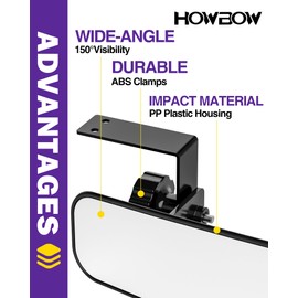 HOWBOW Golf Cart Rear View Mirror for EZGO Club Car Yamaha, Universal Panoramic Adjustable Rotatable 270° Full Rearview, 16.5" Wide Mirror Golf Cart Accessories for TXT RXV DS Precedent