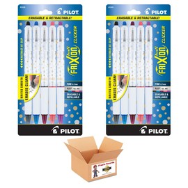(Qty 2) Pilot FriXion Clicker Erasable Design Collection Dots, Refillable & Retractable Gel Ink Pens, Fine Point (0.7mm), Assorted Ink, 5-Pack (10 pens total)