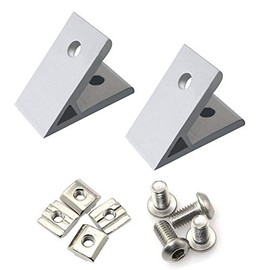 PZRT 2pcs 45 Degree Angle 2020 Aluminum Corner Brackets Profile Corner Joint Connectors Corner Braces with Mounting Screws and Nuts