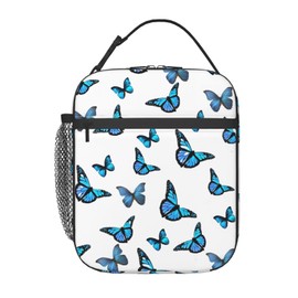 ukutarly Blue Butterfly Lunch Box for Men Women Adults Lunch Bag for Office Work Picnic -Reusable Portable Lunchbox
