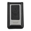 Black Leather Square & Compass Masonic Money Clip - [Silver][3''
