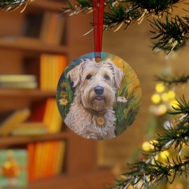 Printify Soft Coated Wheaten Terrier - Christmass Tree Metal Ornaments