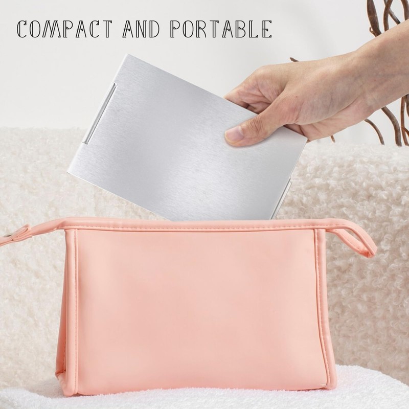 G2PLUS Portable Folding Vanity Mirror, Ultra-Slim Aluminum Shell Travel Mirror,